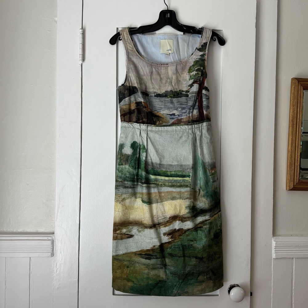 Anthropologie Odille Artistic Landscape Midi Dress